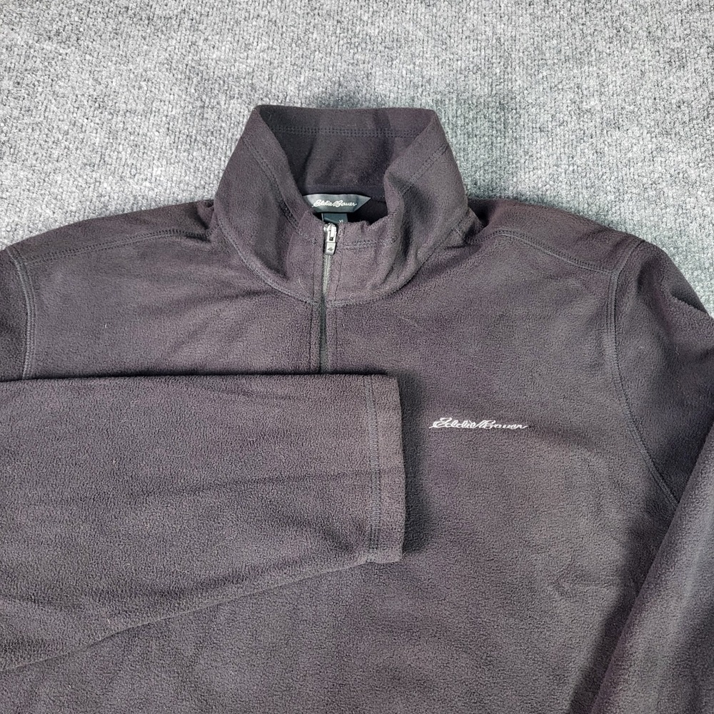 Eddie Bauer Mens XL Black Fleece Quarter Zip Pullover Sweater NWT